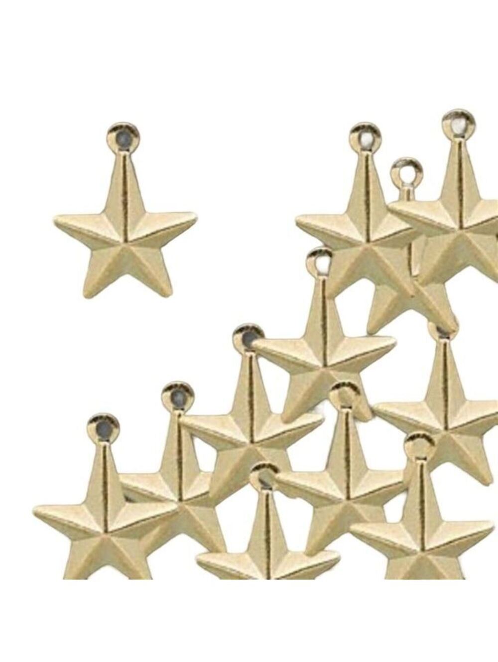 Gold 14K Plated 16mm 5 Point Star Stamped Drops Charms Beads 10 pcs